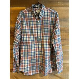 J Crew Shirt Men's Large Blue Red Oxford Slim 98%‎ Organic Cotton